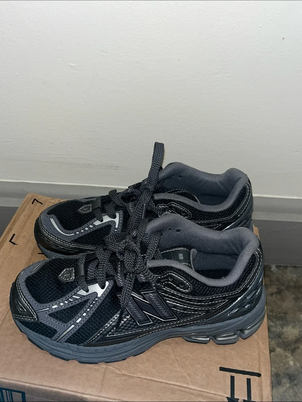 New Balance Kids Black and Gray Athletic Sneakers